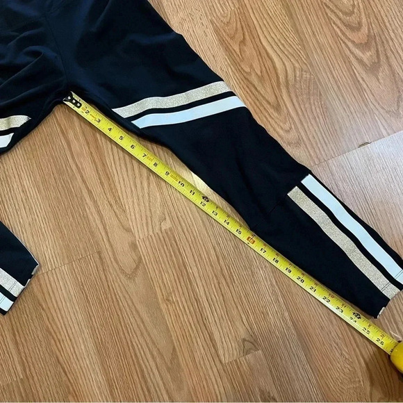 Nike Dri-Fit NWT Women's Black Gold White Icon Striped Training Tights Leggings - Picture 11 of 11